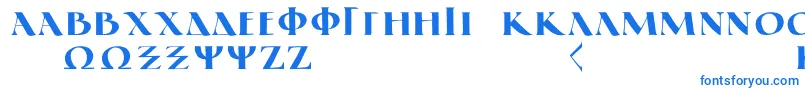 GreekElegantLdr-Schriftart – Blaue Schriften auf weißem Hintergrund