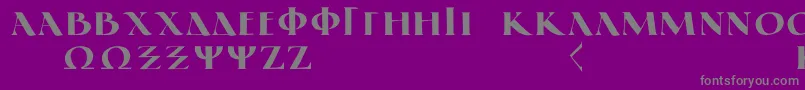 フォントGreekElegantLdr – 紫の背景に灰色の文字