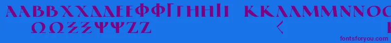 GreekElegantLdr-Schriftart – Violette Schriften auf blauem Hintergrund