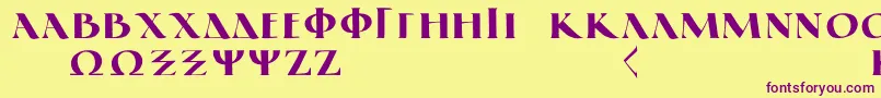 GreekElegantLdr-Schriftart – Violette Schriften auf gelbem Hintergrund