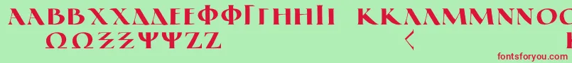 GreekElegantLdr Font – Red Fonts on Green Background