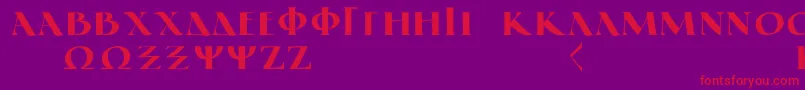 GreekElegantLdr Font – Red Fonts on Purple Background