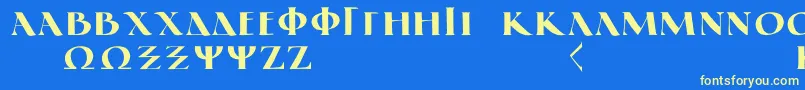 GreekElegantLdr-Schriftart – Gelbe Schriften auf blauem Hintergrund