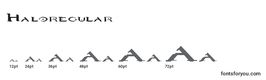 Размеры шрифта Haloregular