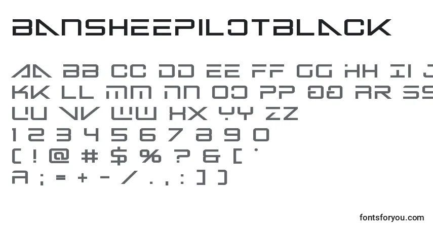 A fonte Bansheepilotblack – alfabeto, números, caracteres especiais