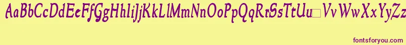 NewstylecondensedBoldItalic Font – Purple Fonts on Yellow Background