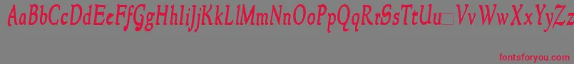 Czcionka NewstylecondensedBoldItalic – czerwone czcionki na szarym tle