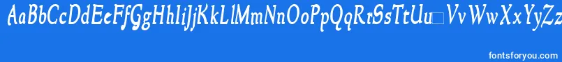 NewstylecondensedBoldItalic Font – White Fonts on Blue Background