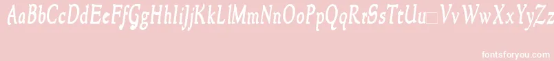 NewstylecondensedBoldItalic-Schriftart – Weiße Schriften auf rosa Hintergrund