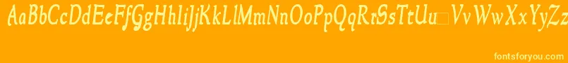 NewstylecondensedBoldItalic Font – Yellow Fonts on Orange Background