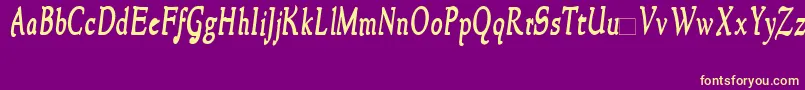 NewstylecondensedBoldItalic Font – Yellow Fonts on Purple Background