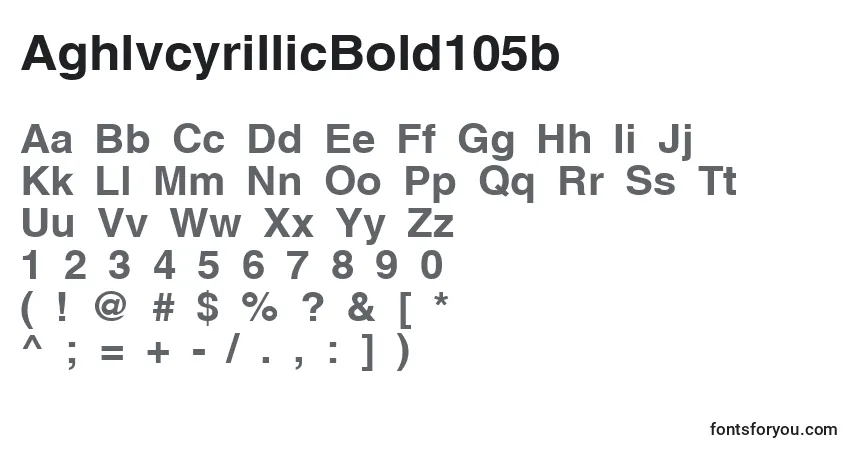 Шрифт AghlvcyrillicBold105b – алфавит, цифры, специальные символы