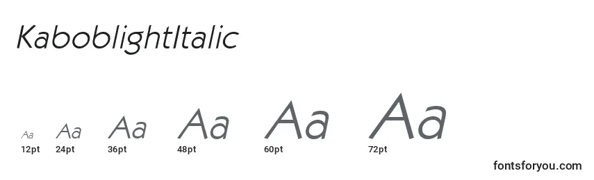 Размеры шрифта KaboblightItalic