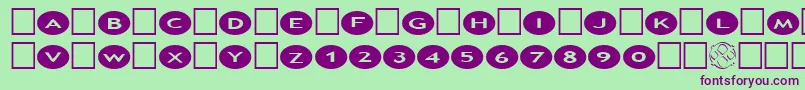 Шрифт AlphashapesOvals2 – фиолетовые шрифты на зелёном фоне