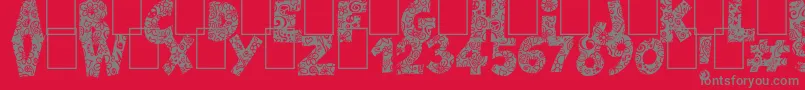 FlowersPowerNega Font – Gray Fonts on Red Background