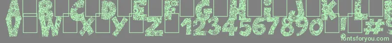 FlowersPowerNega Font – Green Fonts on Gray Background