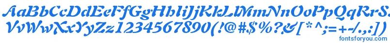 Fonte AuriolltstdBlackitalic – fontes azuis em um fundo branco