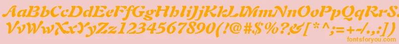 フォントAuriolltstdBlackitalic – オレンジの文字がピンクの背景にあります。