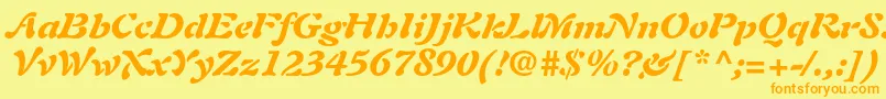 AuriolltstdBlackitalic-Schriftart – Orangefarbene Schriften auf gelbem Hintergrund
