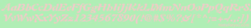 AuriolltstdBlackitalic-fontti – vaaleanpunaiset fontit vihreällä taustalla