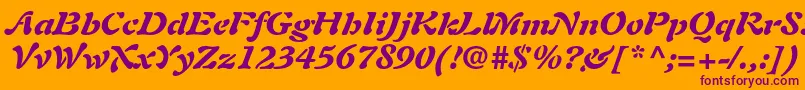 フォントAuriolltstdBlackitalic – オレンジの背景に紫のフォント