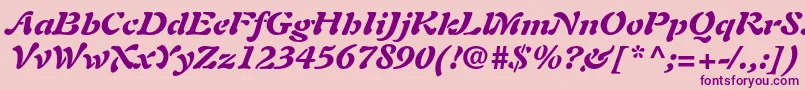Fonte AuriolltstdBlackitalic – fontes roxas em um fundo rosa