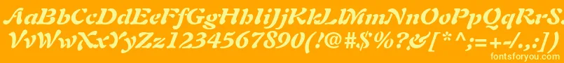 Fonte AuriolltstdBlackitalic – fontes amarelas em um fundo laranja