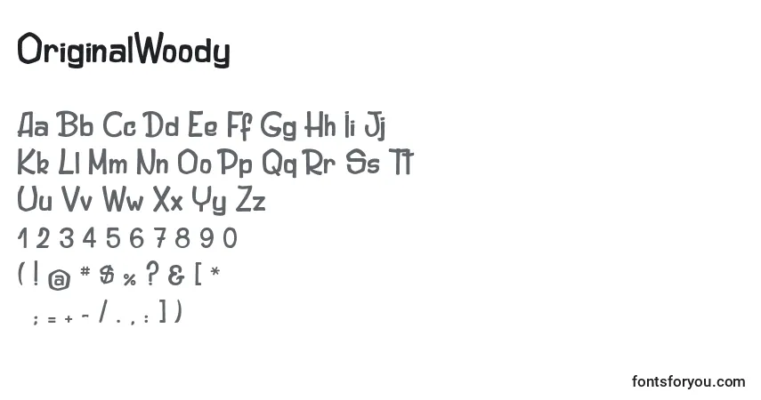 Czcionka OriginalWoody – alfabet, cyfry, specjalne znaki