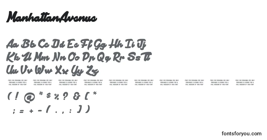 Schriftart ManhattanAvenue – Alphabet, Zahlen, spezielle Symbole