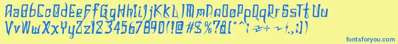 フォントDonaldoRegrecka – 青い文字が黄色の背景にあります。