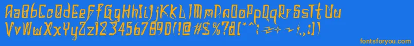 フォントDonaldoRegrecka – オレンジ色の文字が青い背景にあります。