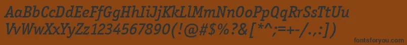 OfficinaSerItcMediumItalic Font – Black Fonts on Brown Background