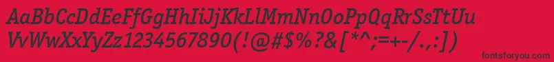 OfficinaSerItcMediumItalic Font – Black Fonts on Red Background