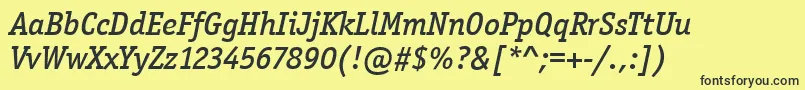 OfficinaSerItcMediumItalic Font – Black Fonts on Yellow Background