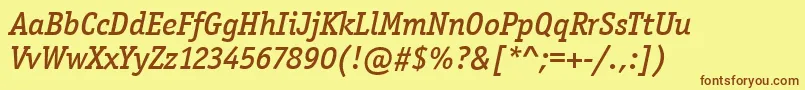 Шрифт OfficinaSerItcMediumItalic – коричневые шрифты на жёлтом фоне