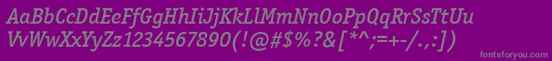 OfficinaSerItcMediumItalic-Schriftart – Graue Schriften auf violettem Hintergrund