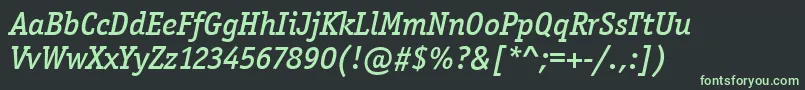 OfficinaSerItcMediumItalic Font – Green Fonts on Black Background
