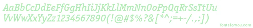 OfficinaSerItcMediumItalic-Schriftart – Grüne Schriften auf weißem Hintergrund