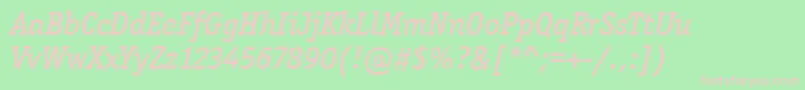 Fonte OfficinaSerItcMediumItalic – fontes rosa em um fundo verde