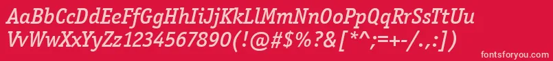 OfficinaSerItcMediumItalic Font – Pink Fonts on Red Background