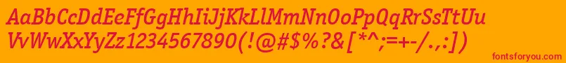 Fonte OfficinaSerItcMediumItalic – fontes vermelhas em um fundo laranja
