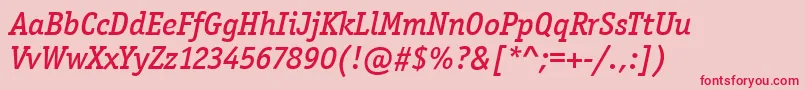 OfficinaSerItcMediumItalic Font – Red Fonts on Pink Background