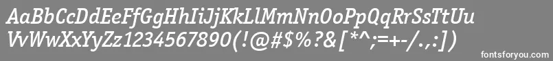 フォントOfficinaSerItcMediumItalic – 灰色の背景に白い文字