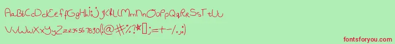 Badhandwriting1 Font – Red Fonts on Green Background