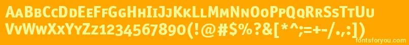 OfficinasanmdscitcttРџРѕР»СѓР¶РёСЂРЅС‹Р№-Schriftart – Gelbe Schriften auf orangefarbenem Hintergrund
