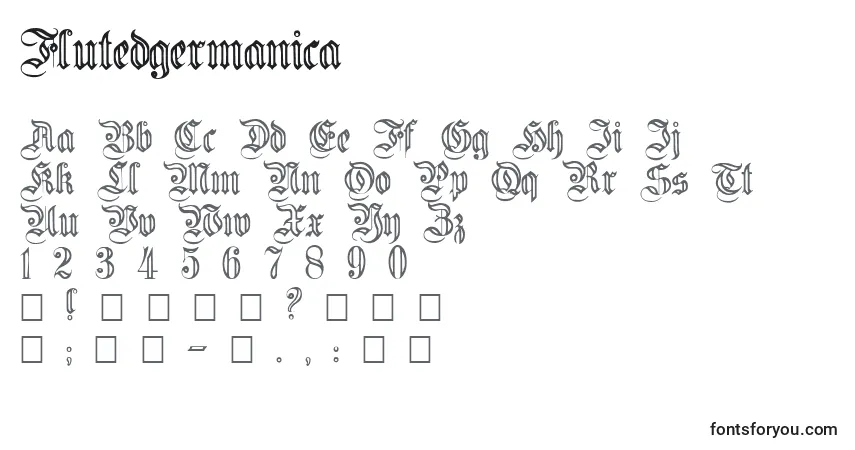 A fonte Flutedgermanica – alfabeto, números, caracteres especiais