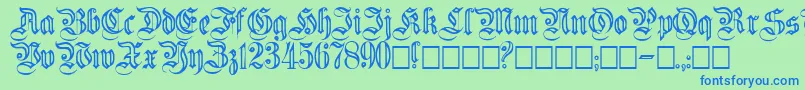 Flutedgermanica-Schriftart – Blaue Schriften auf grünem Hintergrund