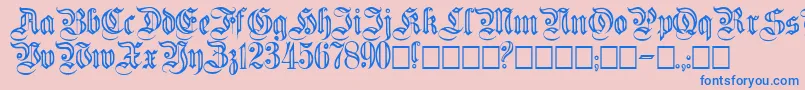 Flutedgermanica-Schriftart – Blaue Schriften auf rosa Hintergrund