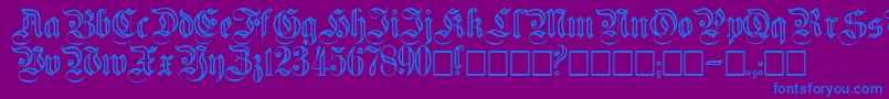 フォントFlutedgermanica – 紫色の背景に青い文字