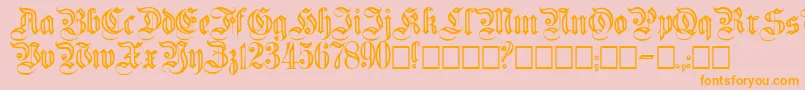 Flutedgermanica-Schriftart – Orangefarbene Schriften auf rosa Hintergrund